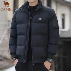 GOLDEN CAMEL brand embroidered men's winter jacket, thick short warm zipper cotton jacket, suitable for outdoor travel, camping