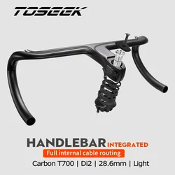 TOSEEK-Integrated Handlebar for Road Bike, Full Internal Cable Routing, Full Carbon, Within Spacers, 28.6mm Di2, Official