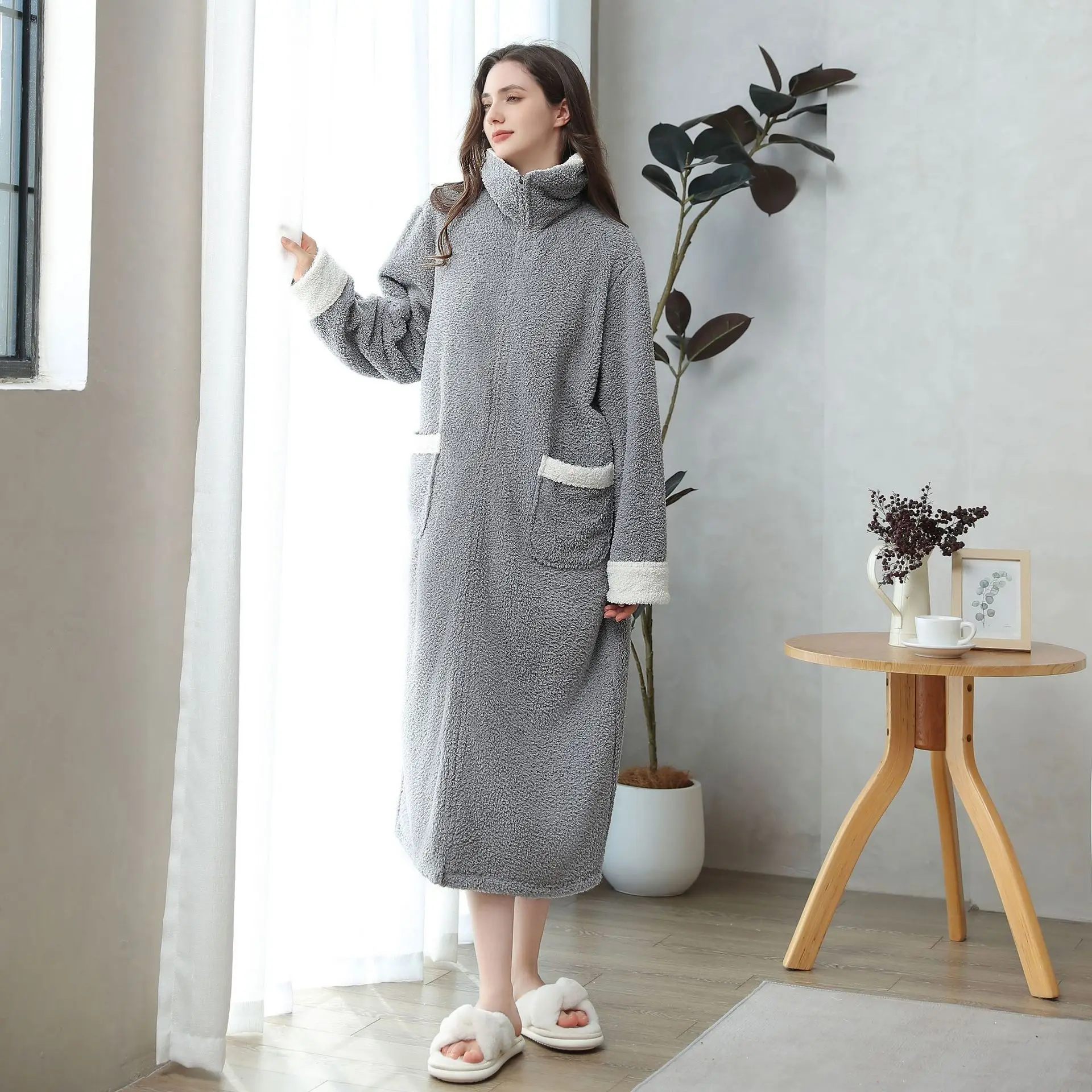 Fluff Coral Fleece Bathrobe Women Man Kimono Winter Warm Casual Flannel Robe Sleepwear Bath Robe Lounge Home Clothes