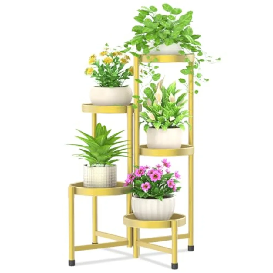 

Plant Stand Indoor Outdoor 5 Tier Corner Metal Flower Display Holder Shelf Easy Assembly Folding Tall Orchid Rack f