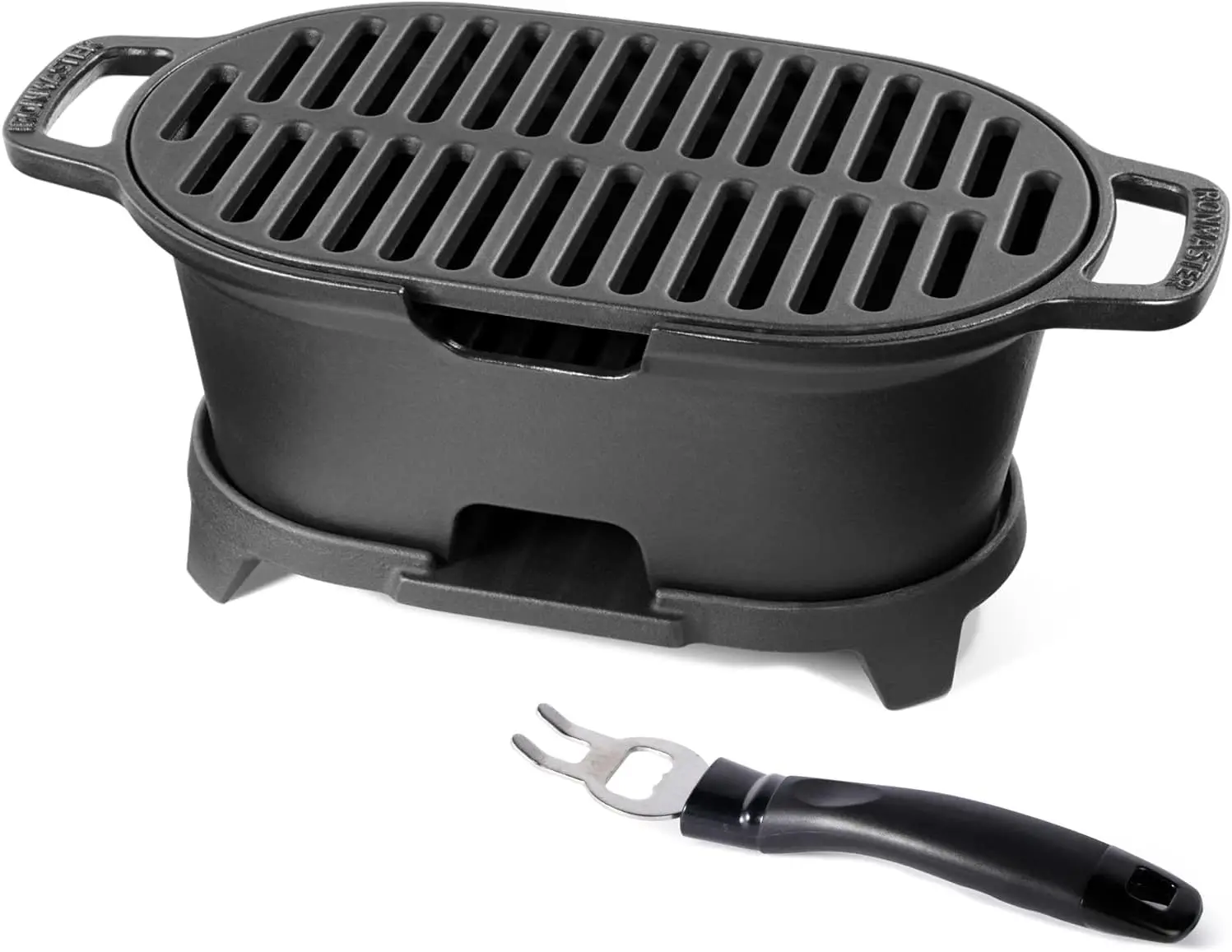 Mini 100% Cast Iron Hibachi Grill, Tabletop Small Portable Charcoal Grill for Outdoor Camping, Japanese BBQ Grill Grate