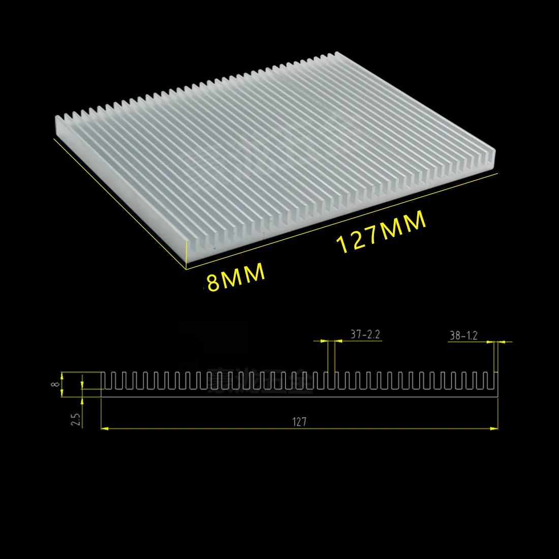 127x8x10 0/150/200 millimetri di Alluminio Del Radiatore Del Dissipatore di Calore Ultra-Sottile Dissipatore di Calore Router LED Elettronici IC di Calore dissipazione di Raffreddamento del dispositivo di Raffreddamento