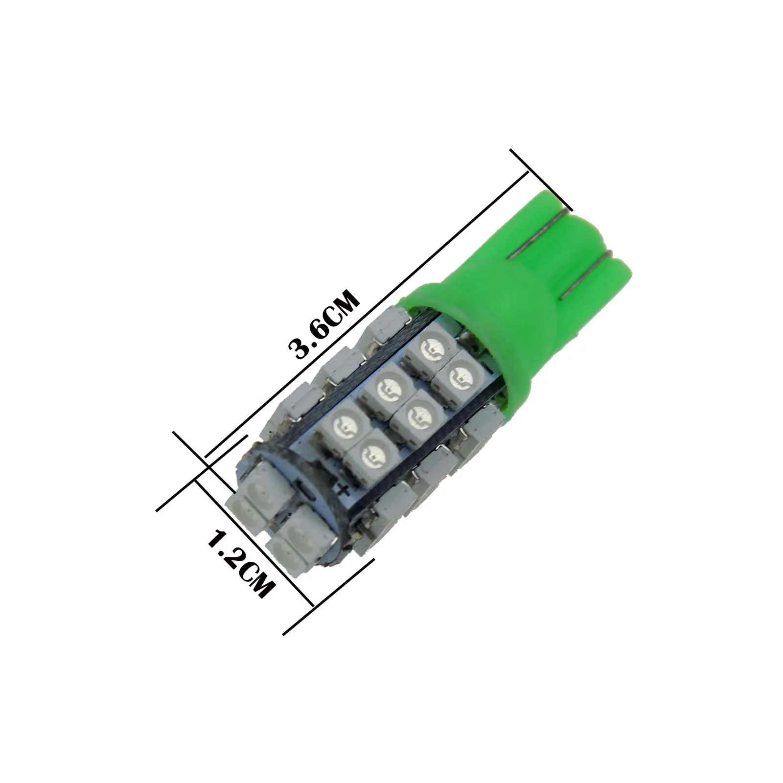 10x Green Car T10 W5W Side Light Lamp Marker Lamp 28 Emitters 3528 SMD LED 657 1250 1251 A034-G