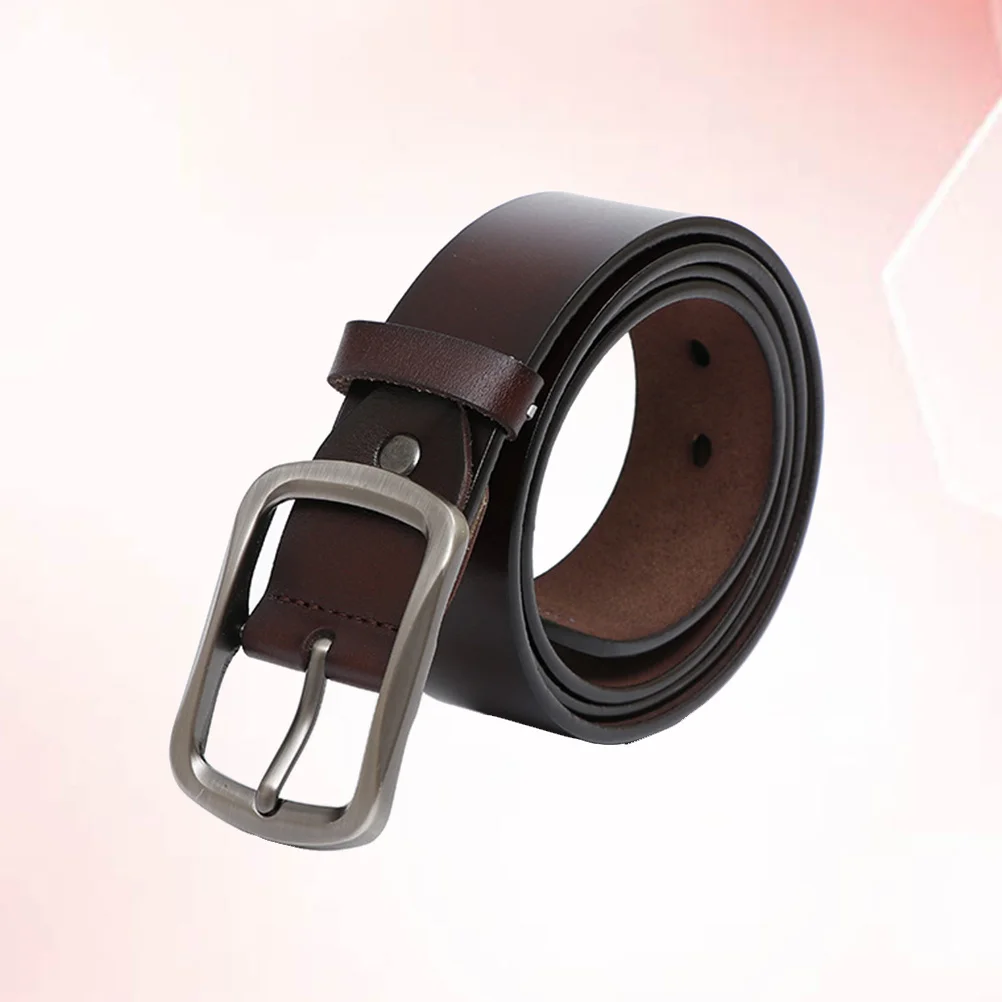 

Men Cowhide Belt Brown Adjustable Pin Buckle Vintage Jeans Strap Durable Casual Waistband Retro Style Men Cowhide Belt