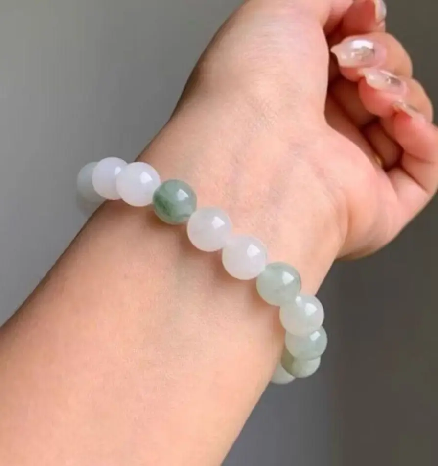 Natural Myanmar Jadeite Ice Floating Jades Stone Beaded Bracelets Bangles Best Gift Boutique Jewelry for Men and Women