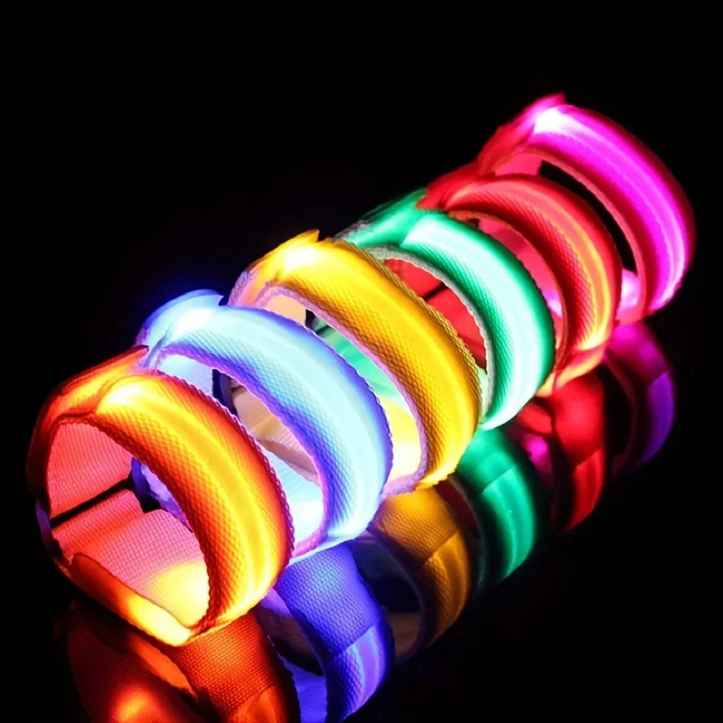 1PC Glowing Bracelets LED Luminous Arm With LED Reflective Bracelet Adjustable Running Armband For Runners Joggers