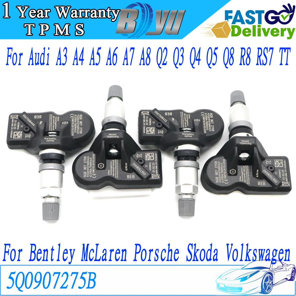 

4PCS Tire Pressure TPMS Sensor Monitoring System 5Q0907275B For AUDI A3 A4 A5 A6 A7 Q2 Q3 Q4 Q5 Q7 Q8 RS7 TT