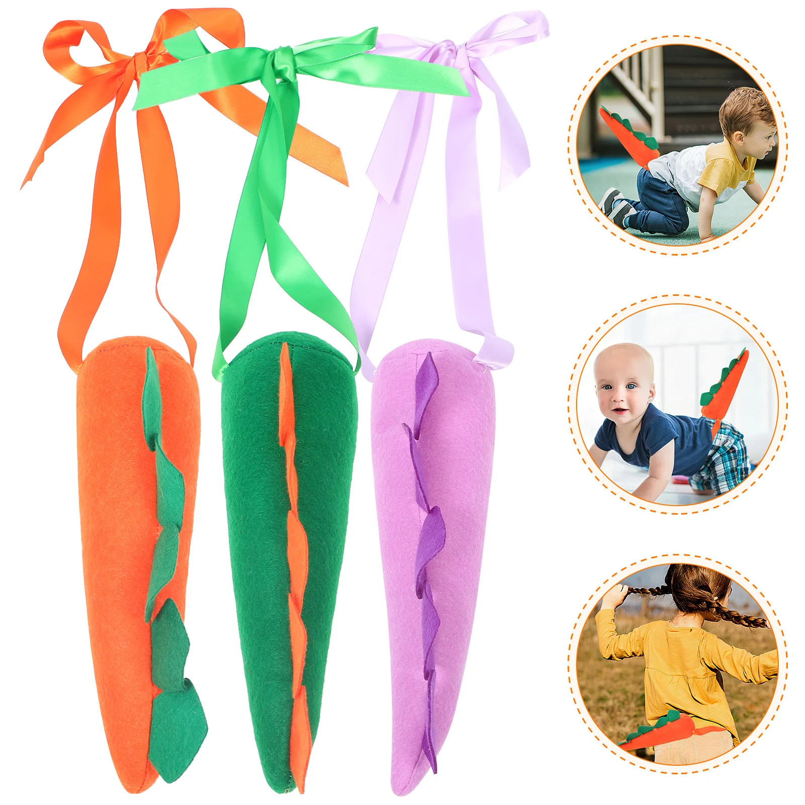 

3pcs Dinosaur Tail Props Adorable Animal Costume Cosplay Felt Cloth Lightweight Comfortable Halloween Party Stage