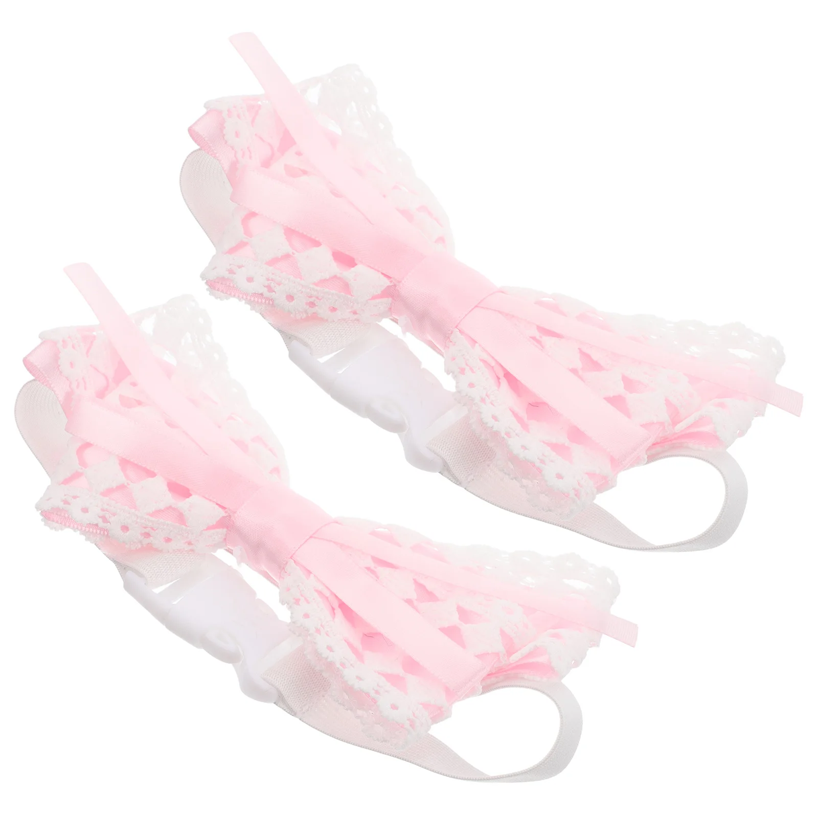 

2pcs Bowknot Curtain Tiebacks Gold Elegant Holders Lace Edge Elastic Band Double Bow Easy Clean Curtain Buckle Tieback