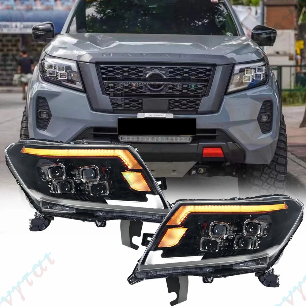 Pair LED Headlights For 2015-2016 2017 2018-2022 Nissan NAVARA NP300 D23 Pickup Headlight Front Lights Turn Signal DRL Head Lamp