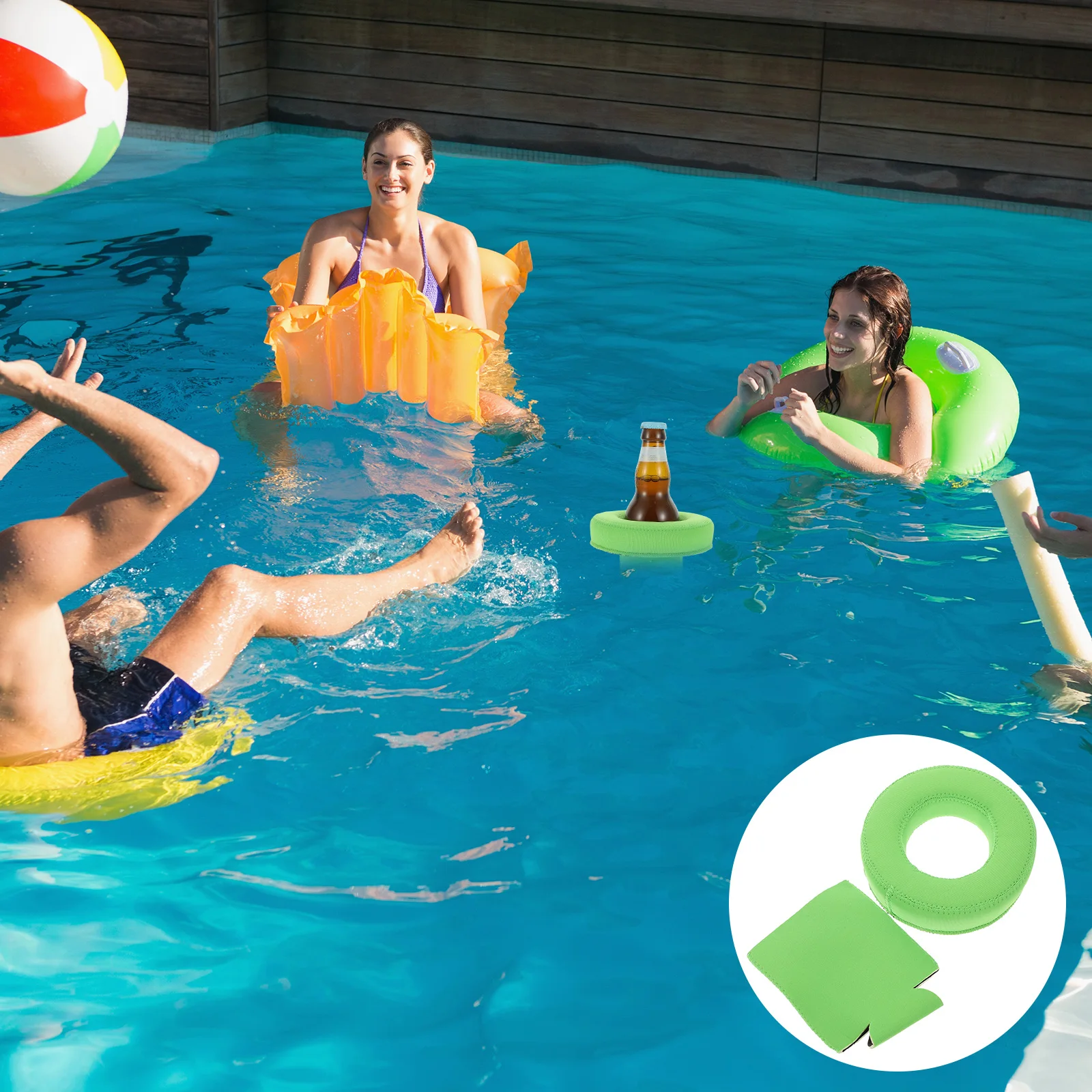 

Buoyant Drink Cup Set Pool Float Tray Table Holder Beverage Neoprene Inflatable Drinks Floating Baby