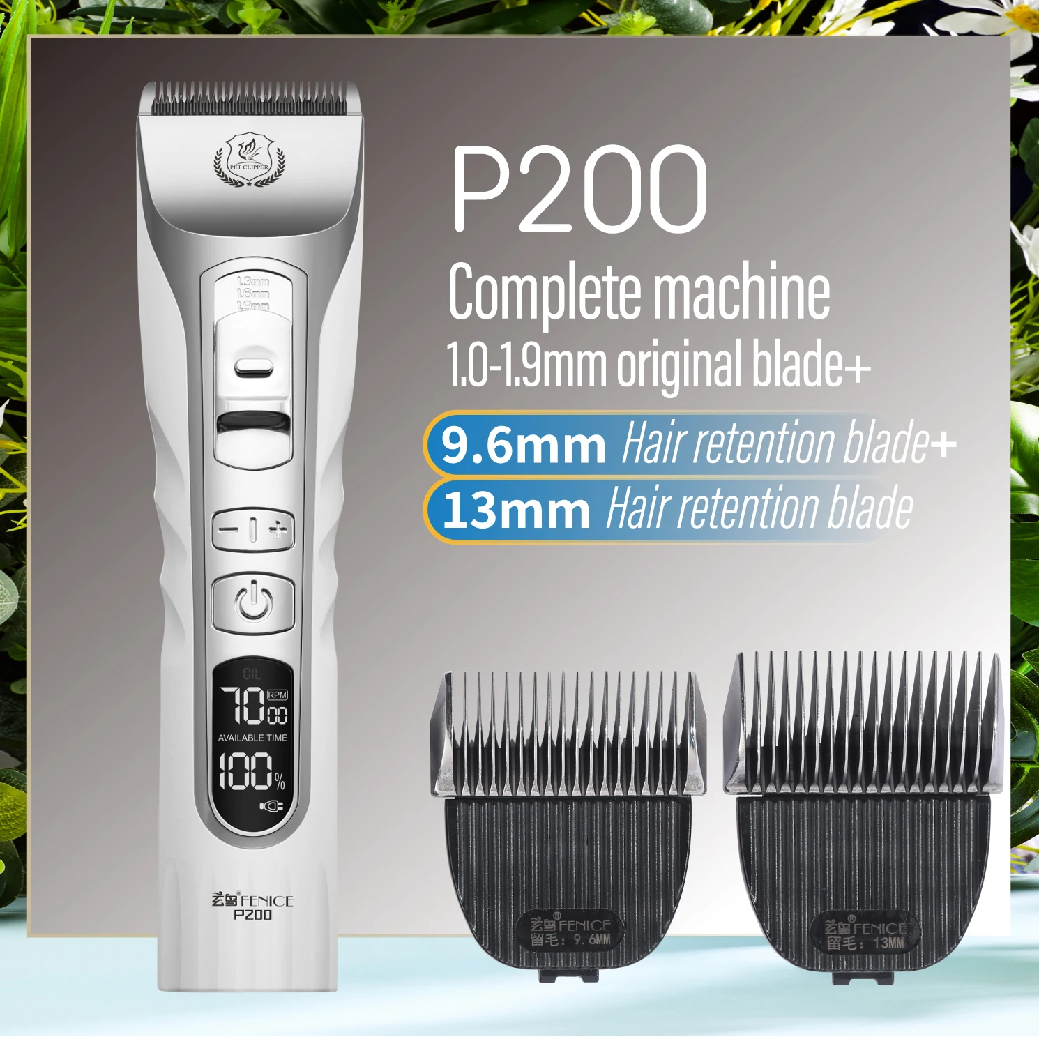 NONE Fenice Haarschneidemaschine für Hunde, Haarschneidemaschine, Fellpflege, Haustiere, Haarschnitt-Trimmer, Rasierer-Set, Haustiere, kabellos, wiederaufladbar, professionell 10