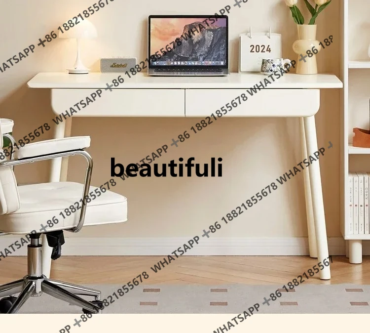 

All solid wood desk creamy white household writing desk simple computer desk