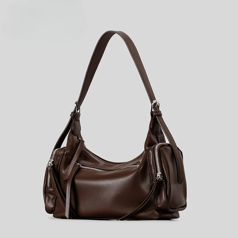 

2025 Autumn Winter y2K Shoulder Bags Fashionable Soft Leather Pillow Handbags Ladies Casual Solid Color Crossbody Bag