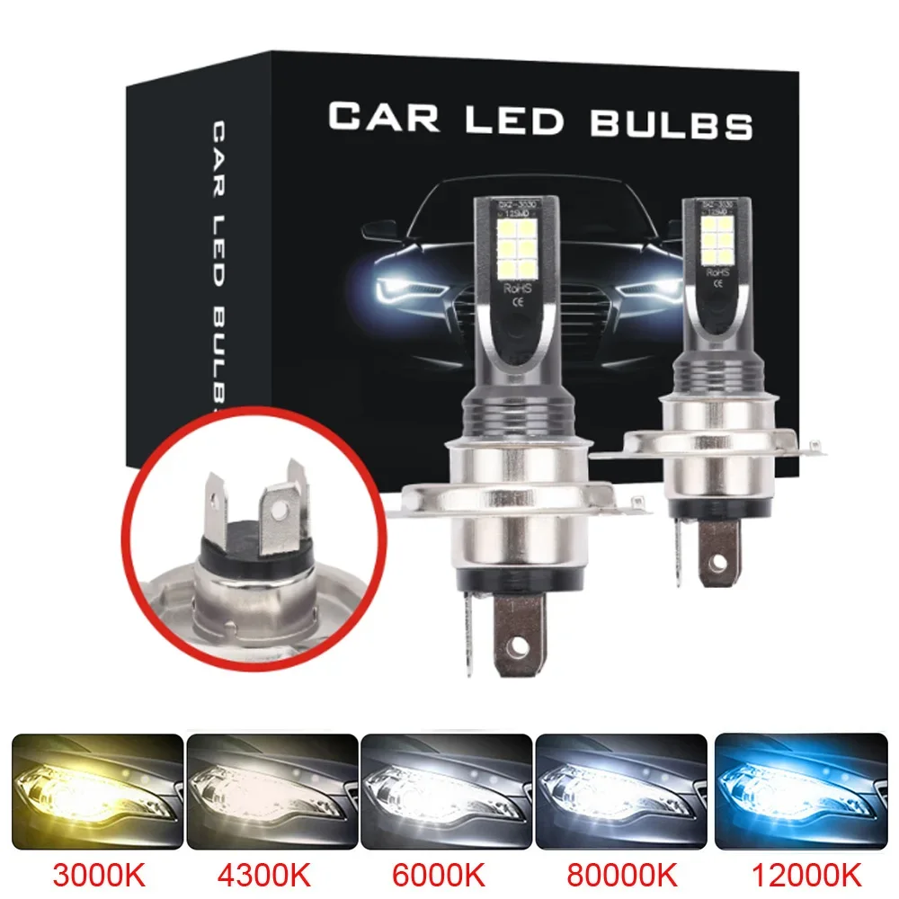 2Pcs H4 H7 LED Fog Lamp H11 H8 H9 Car Fog Light Bulbs 9005 9006 HB3 HB4 Auto Motorcycle Headlight Driving Running Lamps 12V 24V