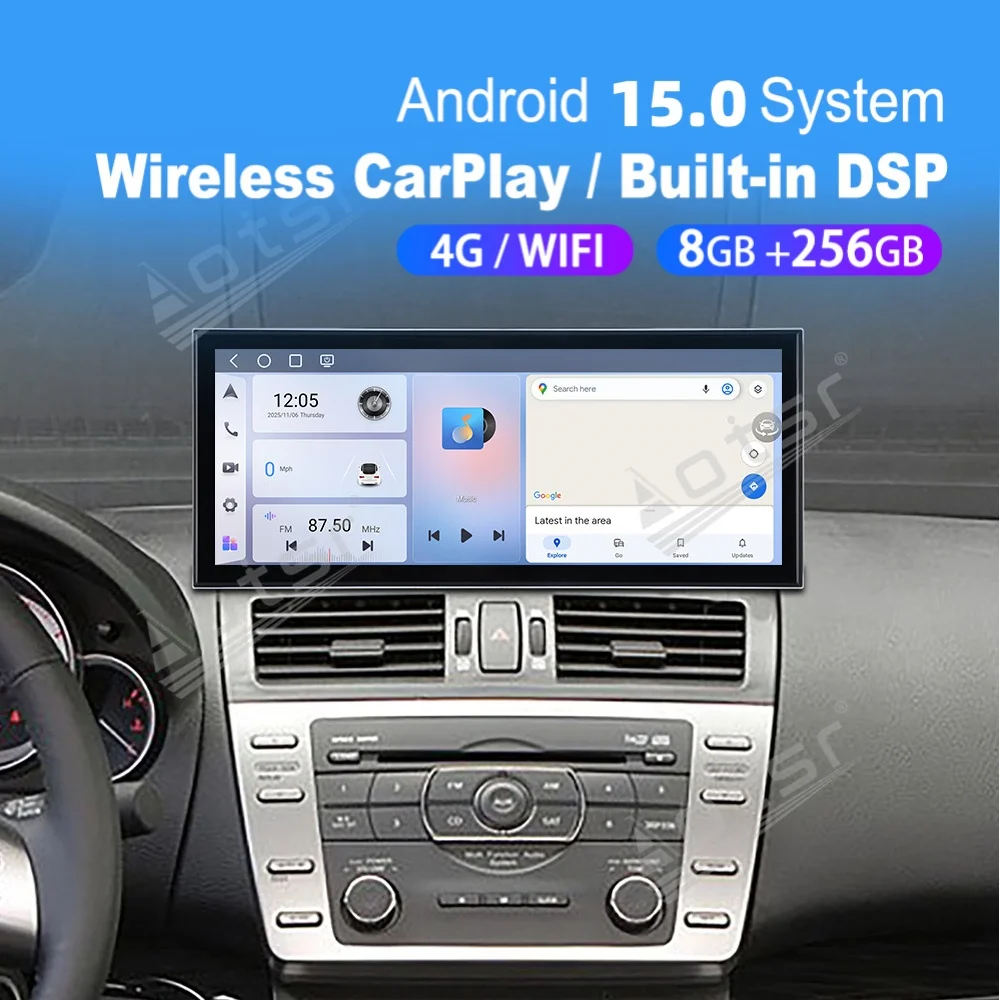 

15.8” Android 15 Qualcomm Carplay Car Radio For Mazda 6 2004~2015 Car Autoradio Multimedia Player GPS Navigationion Head Unit