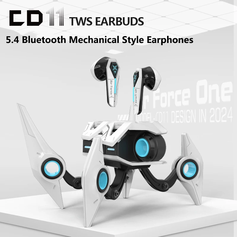 

New Trendy Cool Alien Mech Style Bluetooth Earphones Light Effect Noise Cancellation Mechanical Design In-Ear Wireless Earbuds