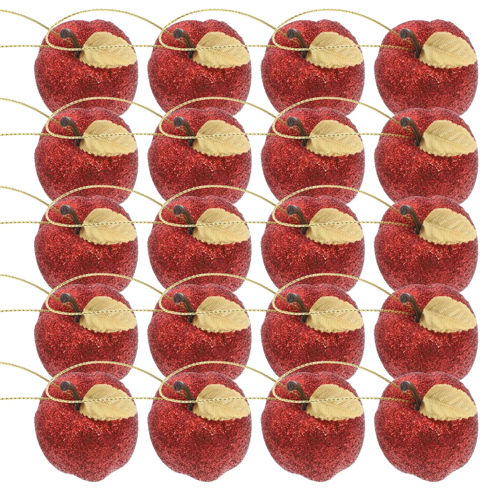 20Pcs Christmas Tree Red Apple Hanging Ornaments Xmas Tree glitter Apple pendant multiuse Holiday Wedding Christmas Party Decor