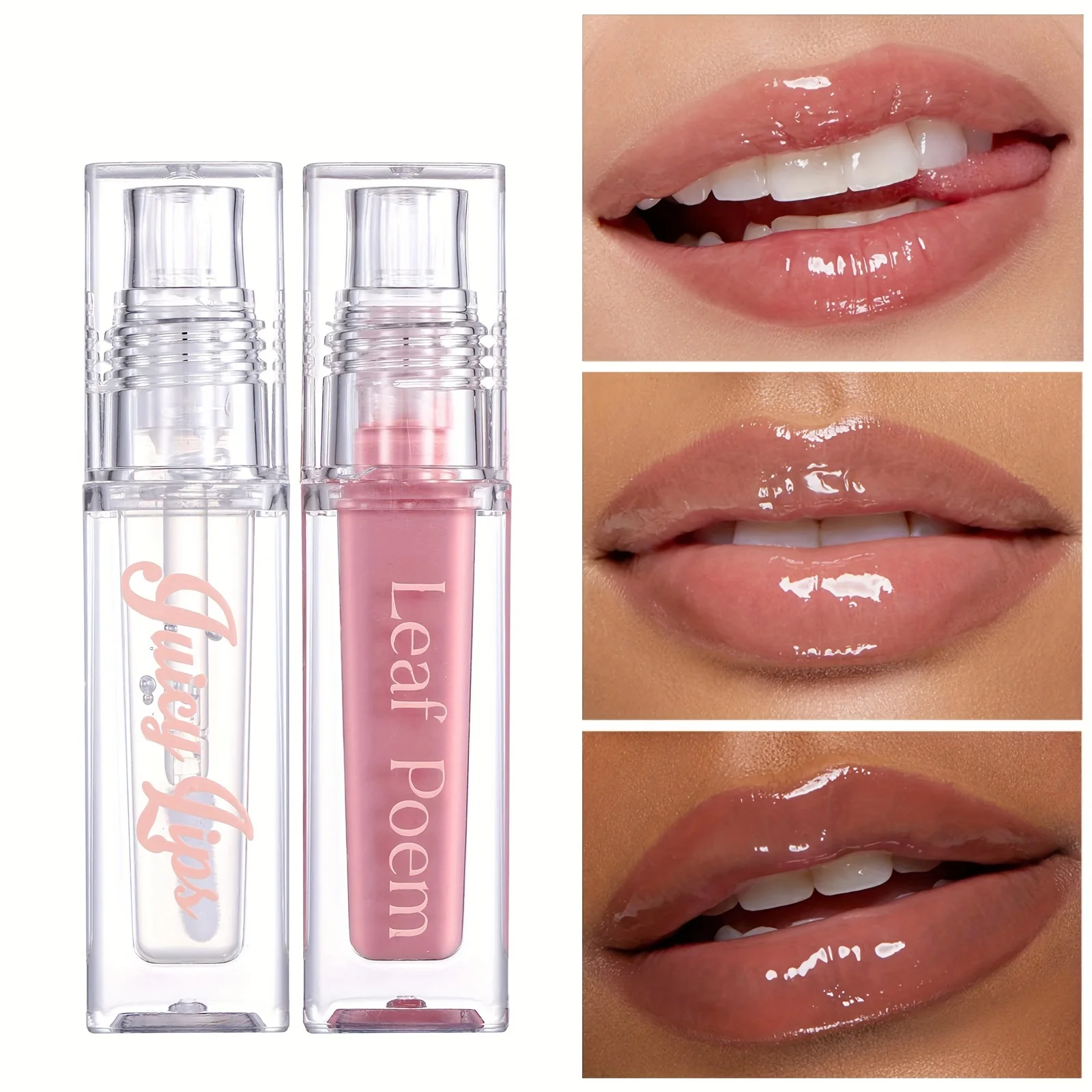 Hydrating Mirror-Shine Lip Gloss in 7 Shades - Nude & Brown, Plumping Liquid Lipstick for All Skin Types