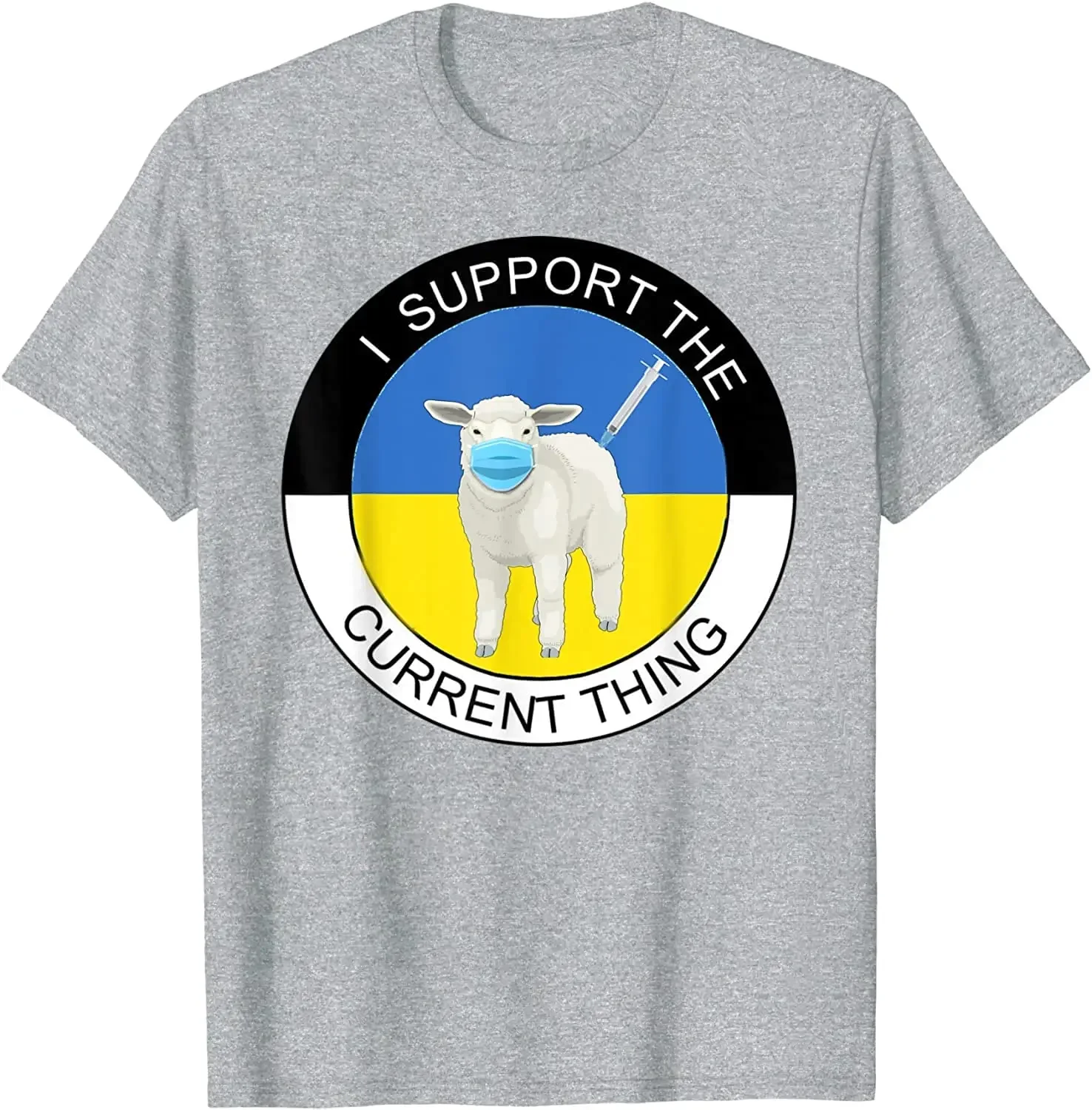 

Sheep Or Sheeple I Support The Current Thing Vaccines Mask T-Shirt Men's 100% Cotton Casual T-shirts Loose Top Size S-3XL