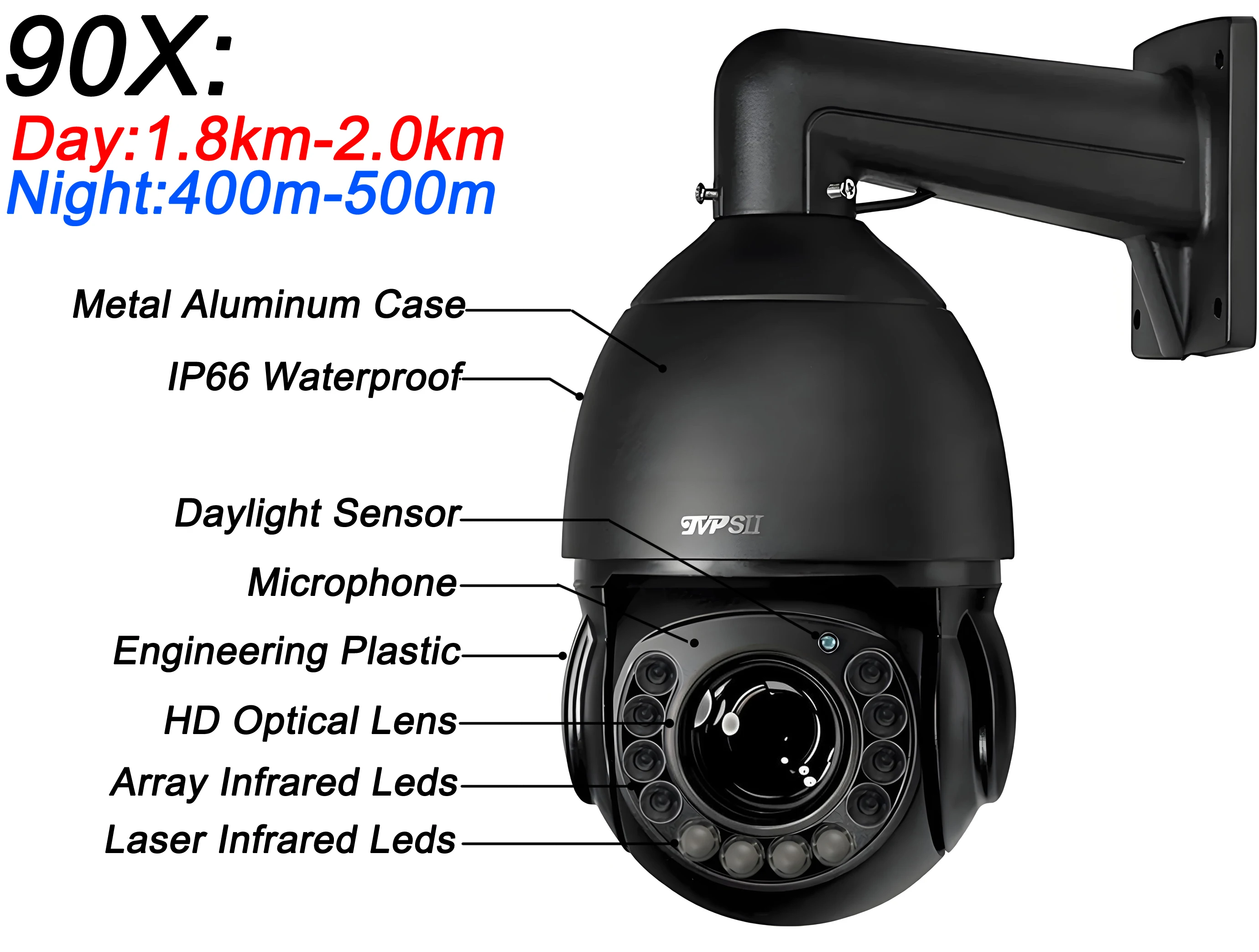 Laser Infrared Metal Auto Tracking Cruise 30fps 8MP 4K 90X 54X Optical Zoom 360° Audio Surveillance Speed PTZ Dome IP Camera