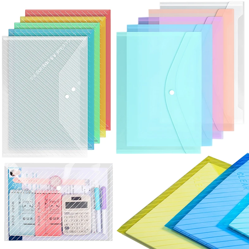 

10PCS File Bags A4 Envelopes Document Bag Transparent Colorful Diagonal Stripes Stationery Files Sundry Items Storaging Tool ZYF