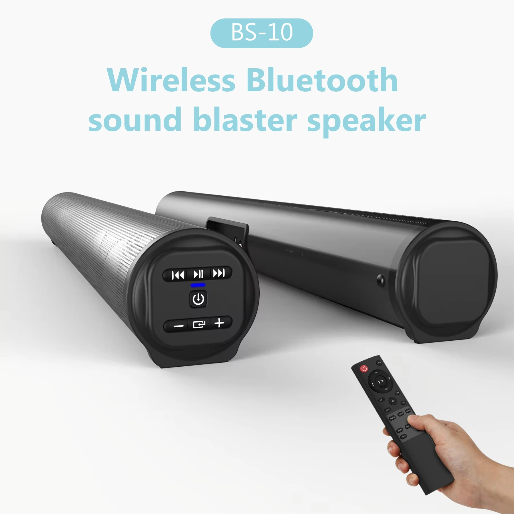 BS-10 2.0-CH Popular PC Soundbars wireless Bluetooth Speakers TV Home Theater Speaker 20W Sound Bar Remote and Button Control