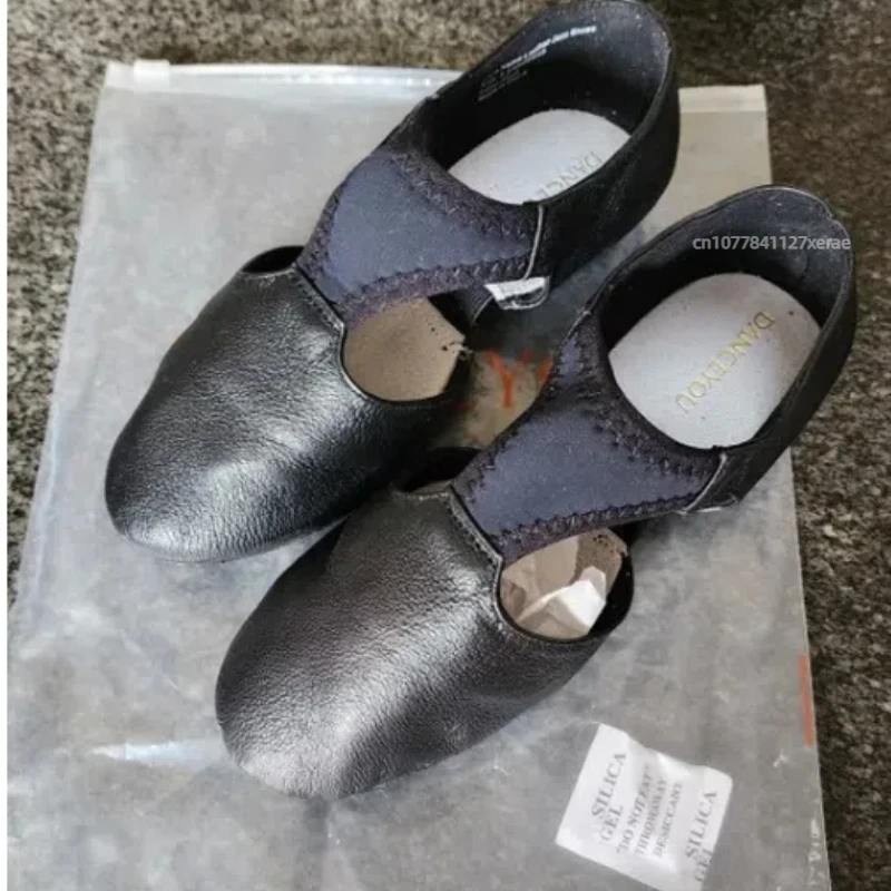 성인 정품 가죽 재즈 댄스 신발, 여성용 소프트 솔 미드솔, 속이 빈 댄스 신발, 발레 댄스 연습 교육