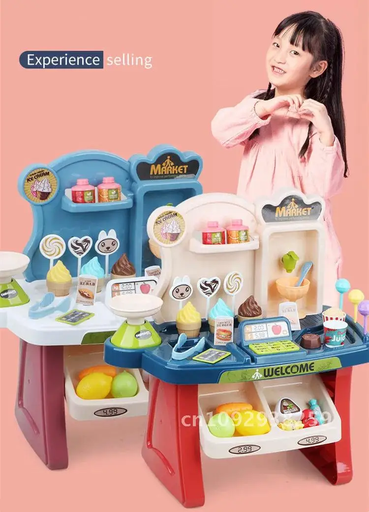 Quality High 33pcs/set Home supermarket ice cream truck candy Popcorn card best baby Interactive gift house credit Toy