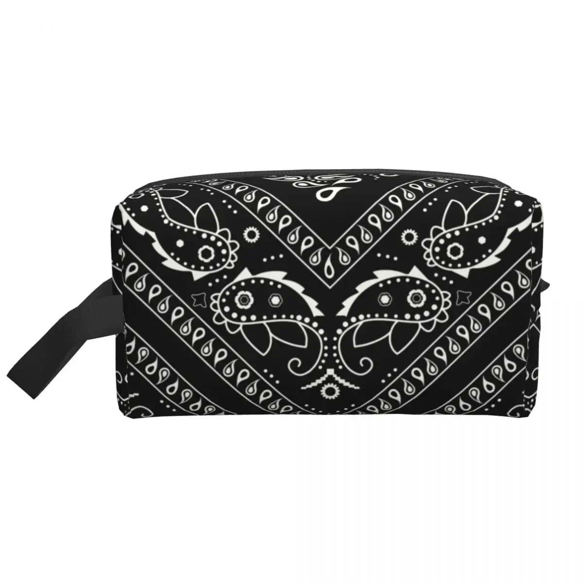 Custom Black Bandana Pattern Toiletry Bag Women Paisley Style Makeup Cosmetic Organizer Lady Beauty Storage Dopp Kit Box