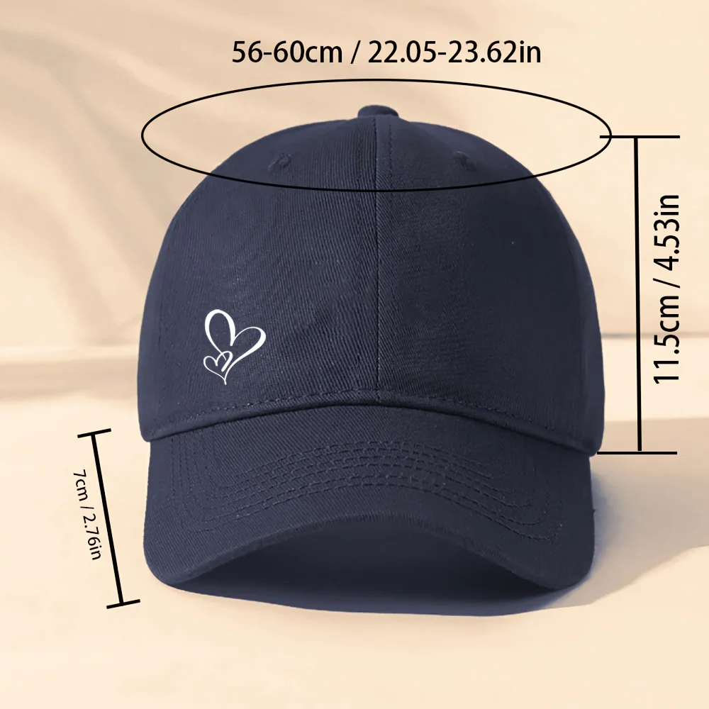 1 piece can be printed baseball cap - beige with white heart, can be snap-button hat, unisex hat, rest style, hand wash or dry wash, rest | fun | durable, Heart Fc products, men's baseball caps, women's hats view 6