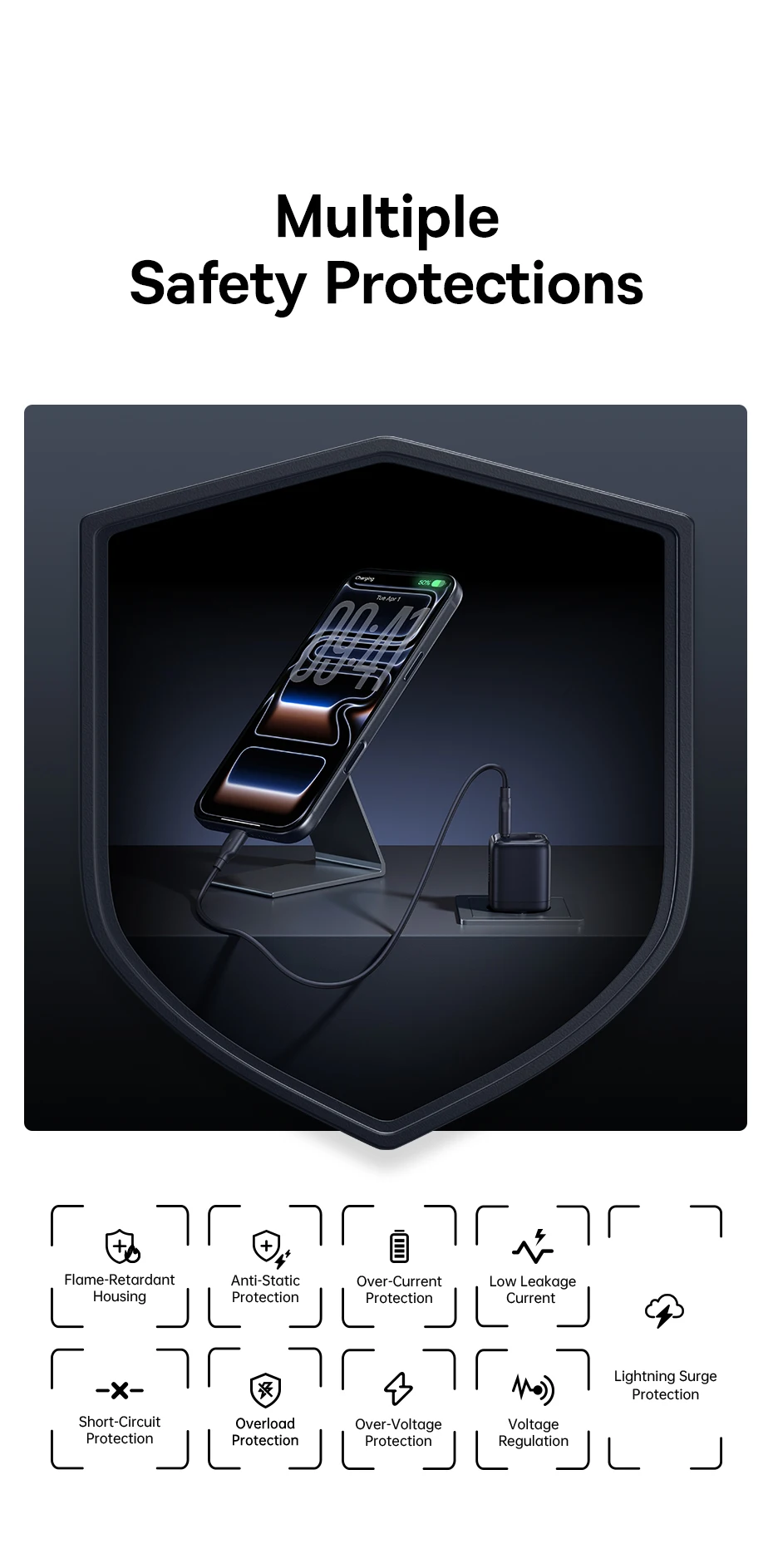 Baseus 45W GaN Ladegerät für iPhone 17 16 15 14 13 Pro Max USB-C Ladegerät mit Unterstützung für PD QC PPS Schnellladung für Laptops – Detail 8
