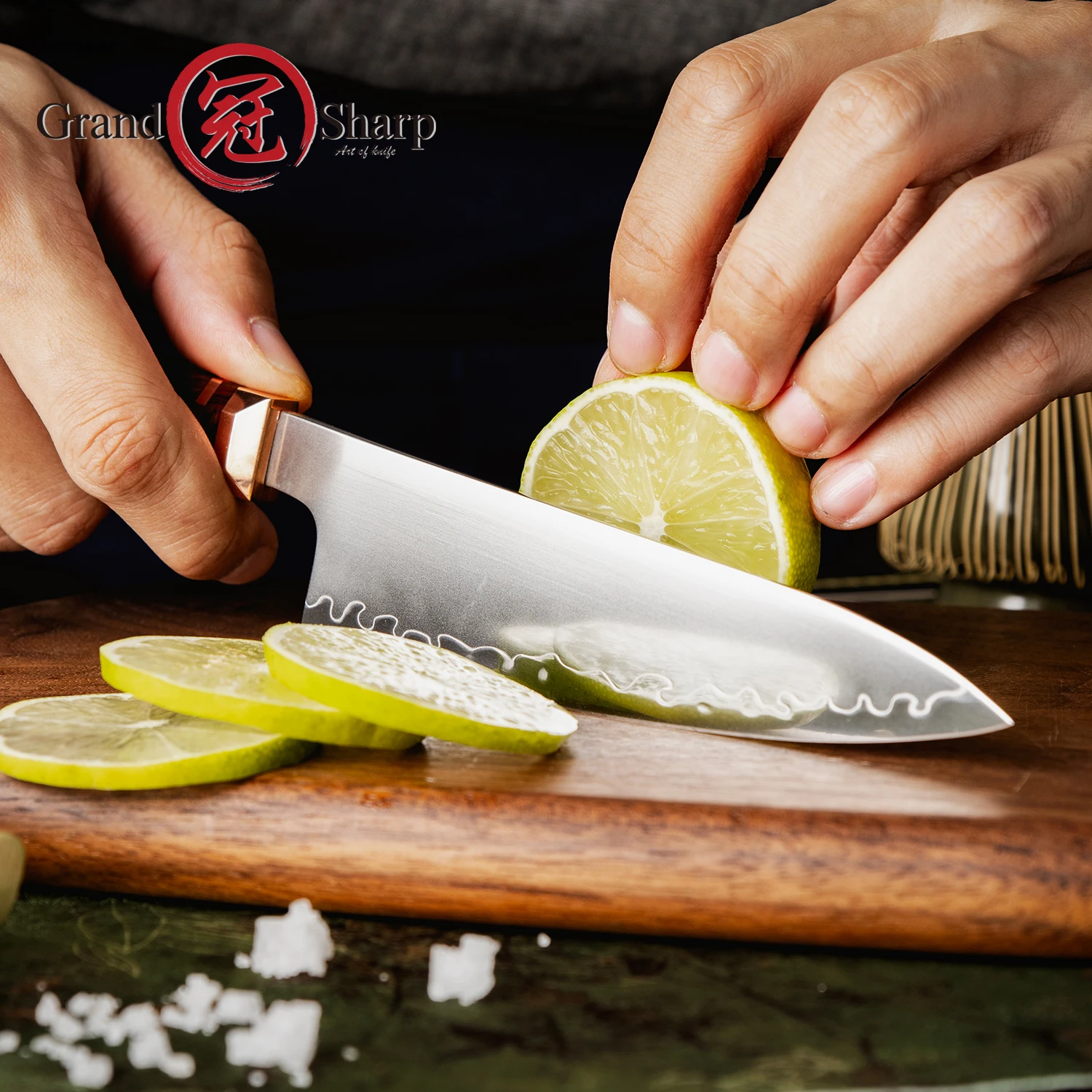 Grandsharp 5.5''Utility Knife ZDP-189 Steel Core 3 Layer Composite with Mkuruti Wood Handle All Purpose Kitchen Knife Gift