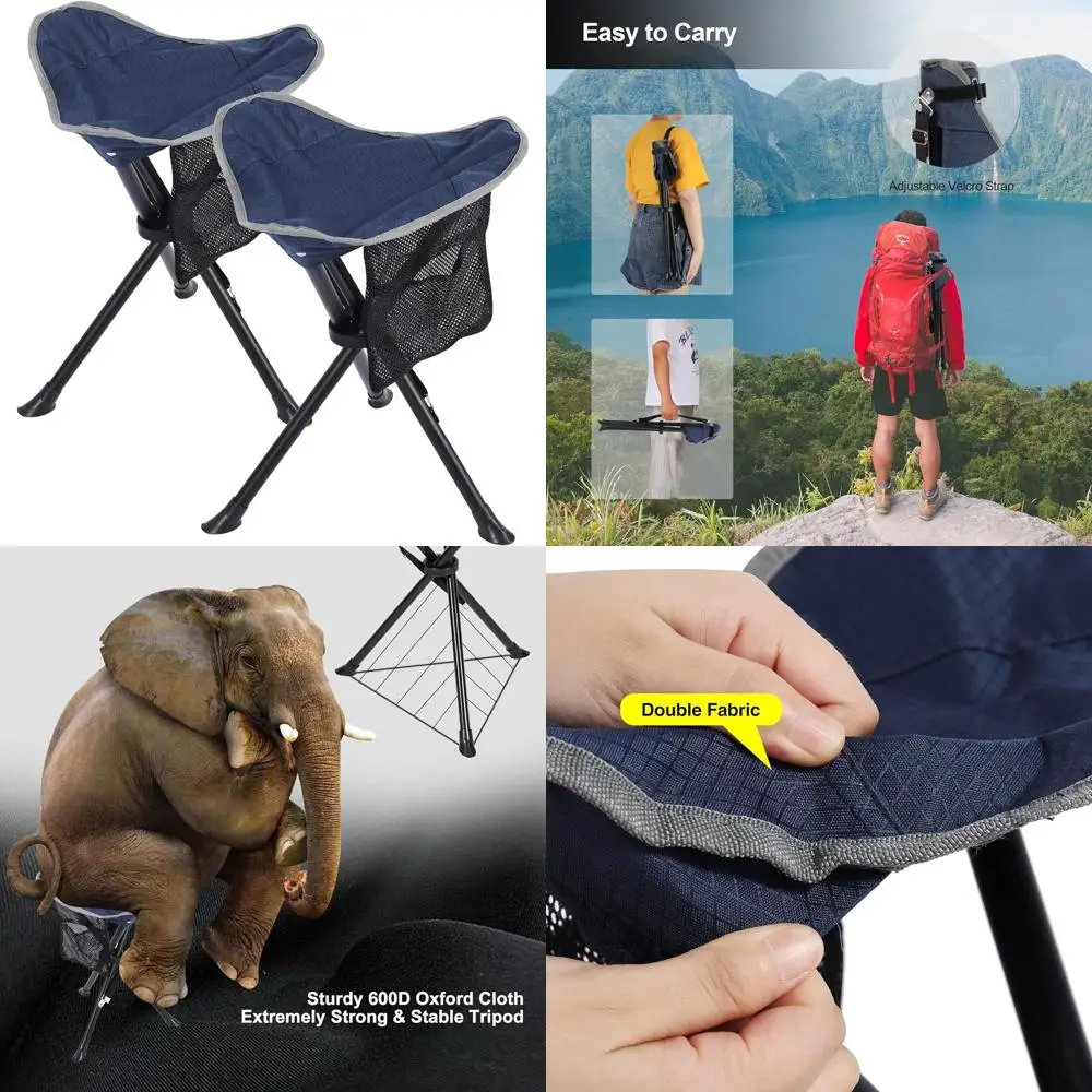 

2-Pack Heavy-Duty Lightweight Portable Camping Stools for Adults - Ideal for Travel, Fishing, and Outdoor Adventures in Blue