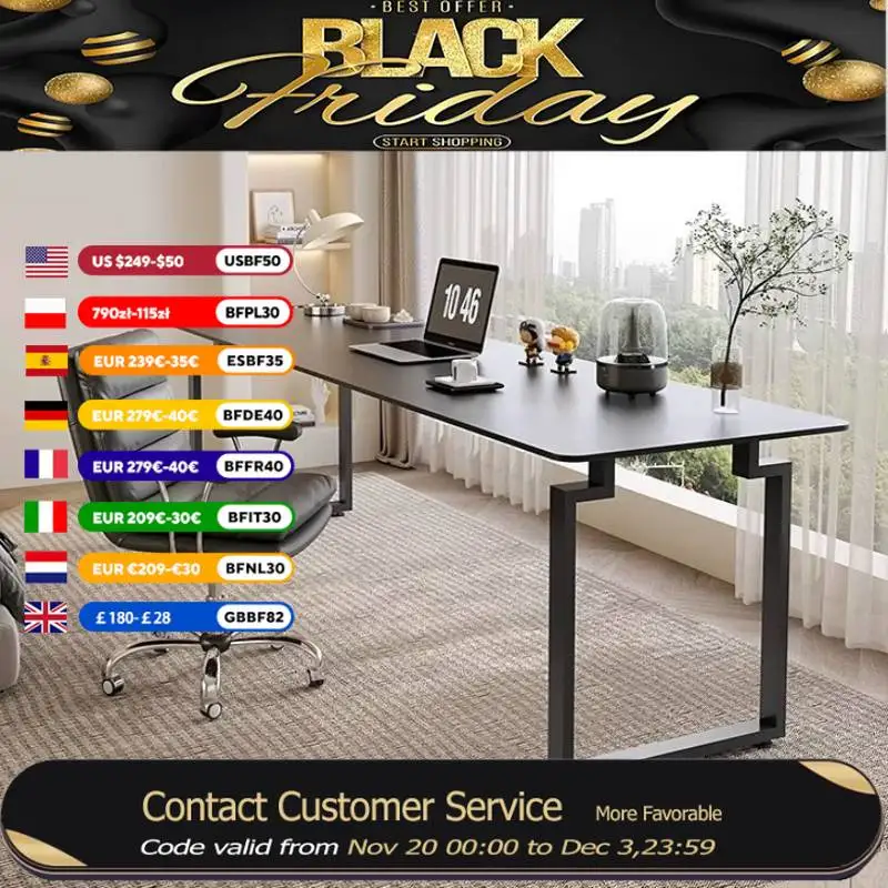 Metal Shelves Computer Desks Rectangular Luxury Office Study Gaming Desk Notebook Bedroom Adult Mesa Ordenador Office Furniture