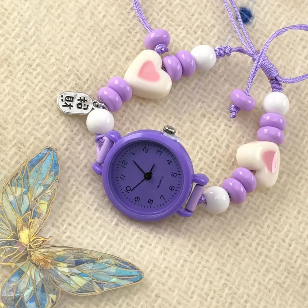 

Fashion Dopamine Bracelet Watch Beaded Pendant Star Heart Chain Watch Adjustable Quartz Watch Women Girls