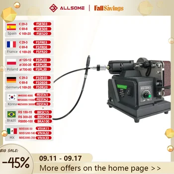 Allsome 미니 벨트 샌딩기, 180W 전기 샌딩기, 533x30mm 샌딩 벨트 10 개 포함, Makita 18V 배터리에 적합