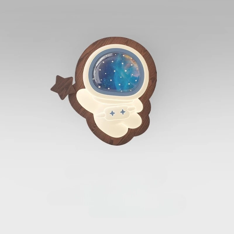 

Светодиодный настенный светильник «Космонавт» в мультяшном стиле, простые деревянные светильники для детской спальни, кабинета, гостиной, креативный теплый декор, настенный светильник