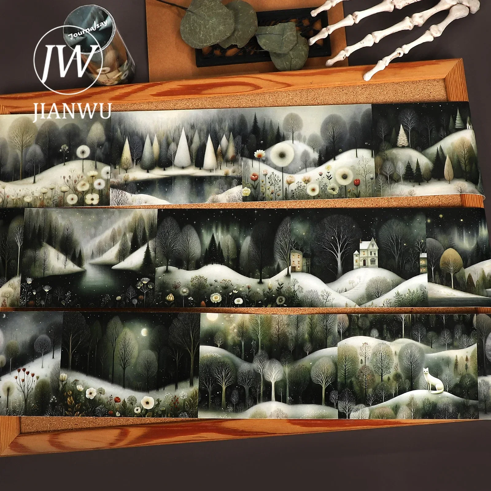 JIANWU 80mm*215cm Vintage Snowy Forest Landscape Material Collage Scrapbooking Washi Tape Creative DIY Journal Stationery