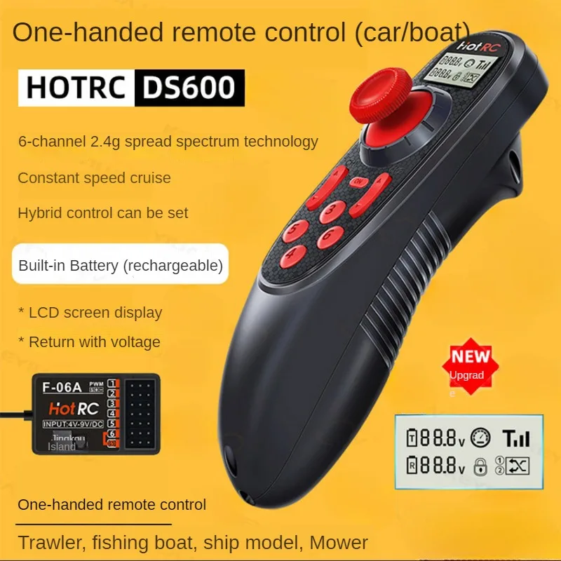 Hotrc Ds-600 6ch 2.4ghz Fhss Radio System Transmitter Remote Controller Ds600 Pwm/4 2 Gfsk 6ch Receiver For Model Fishing Boat