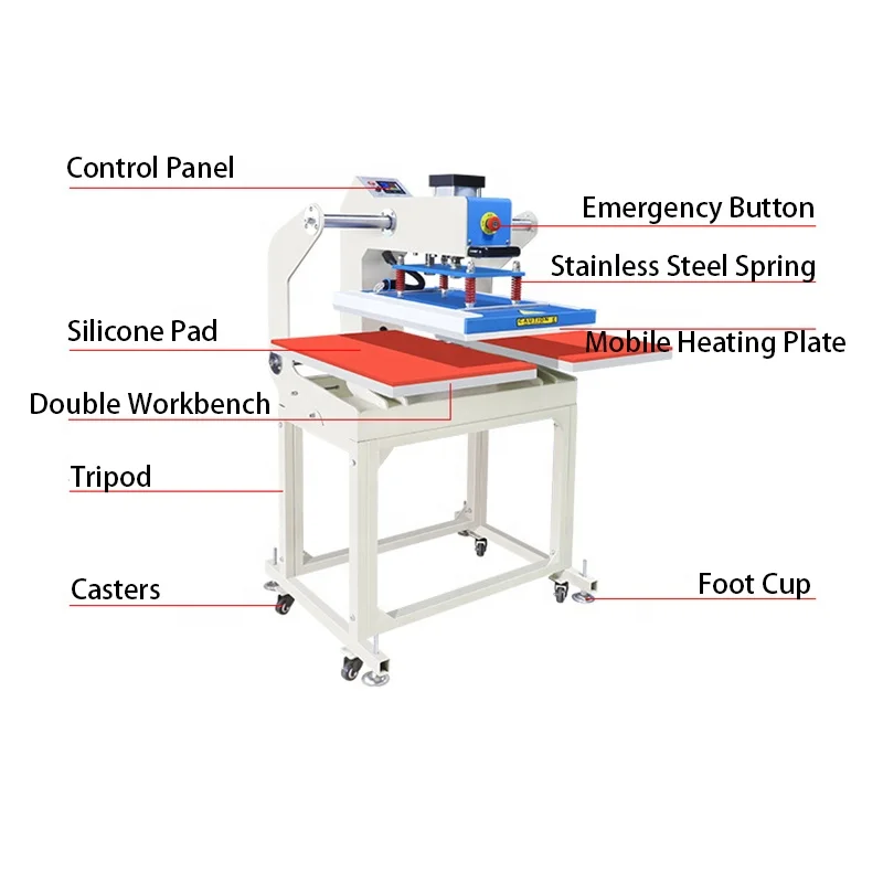 STLFT-shirt Sublimation Double Worktable Heat Press Machine Semi-AutoHeat Transfer Machine