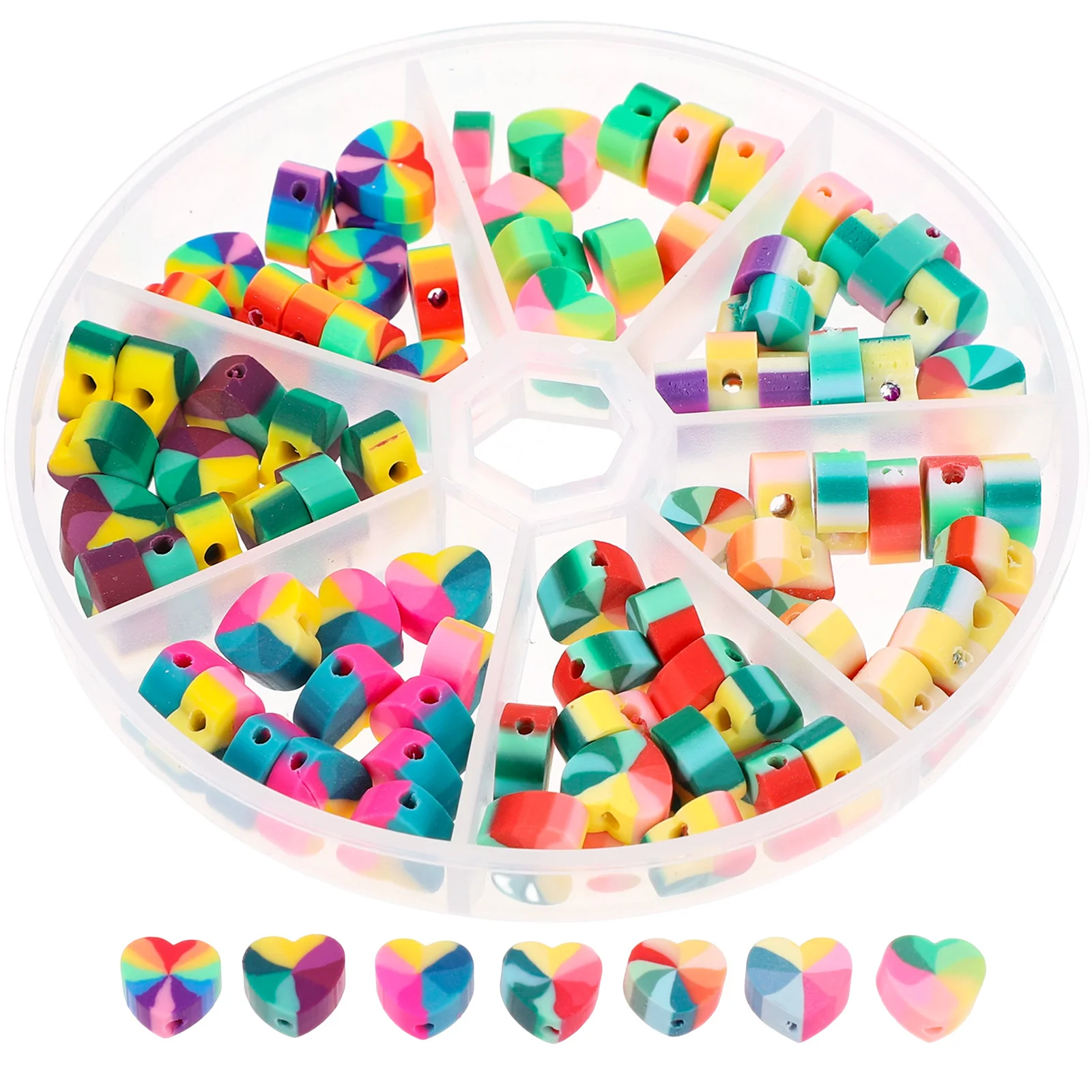 

Rainbow Heart Polymer Clay Beads Lightweight Durable DIY Jewelry Crafts Spacer Necklace Earring Bracelet Gifts Valentine Safe