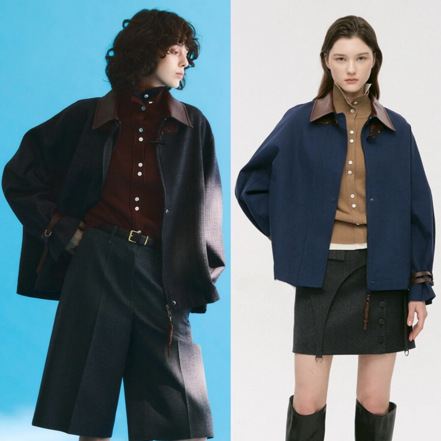 

Quali Commute Sle Jaet Korean Version Sassy Collar Color Blo Ceiling Sensation Women's ort Outerwear Zipped Long Sl...