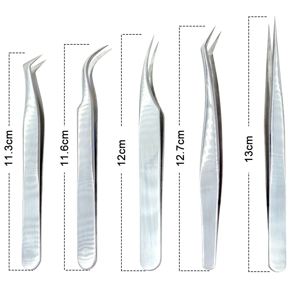 Pinzas para extensión de pestañas, pinzas súper duras de acero inoxidable con puntas de fibra, pinzas antiestáticas de alta precisión, 1 Uds.