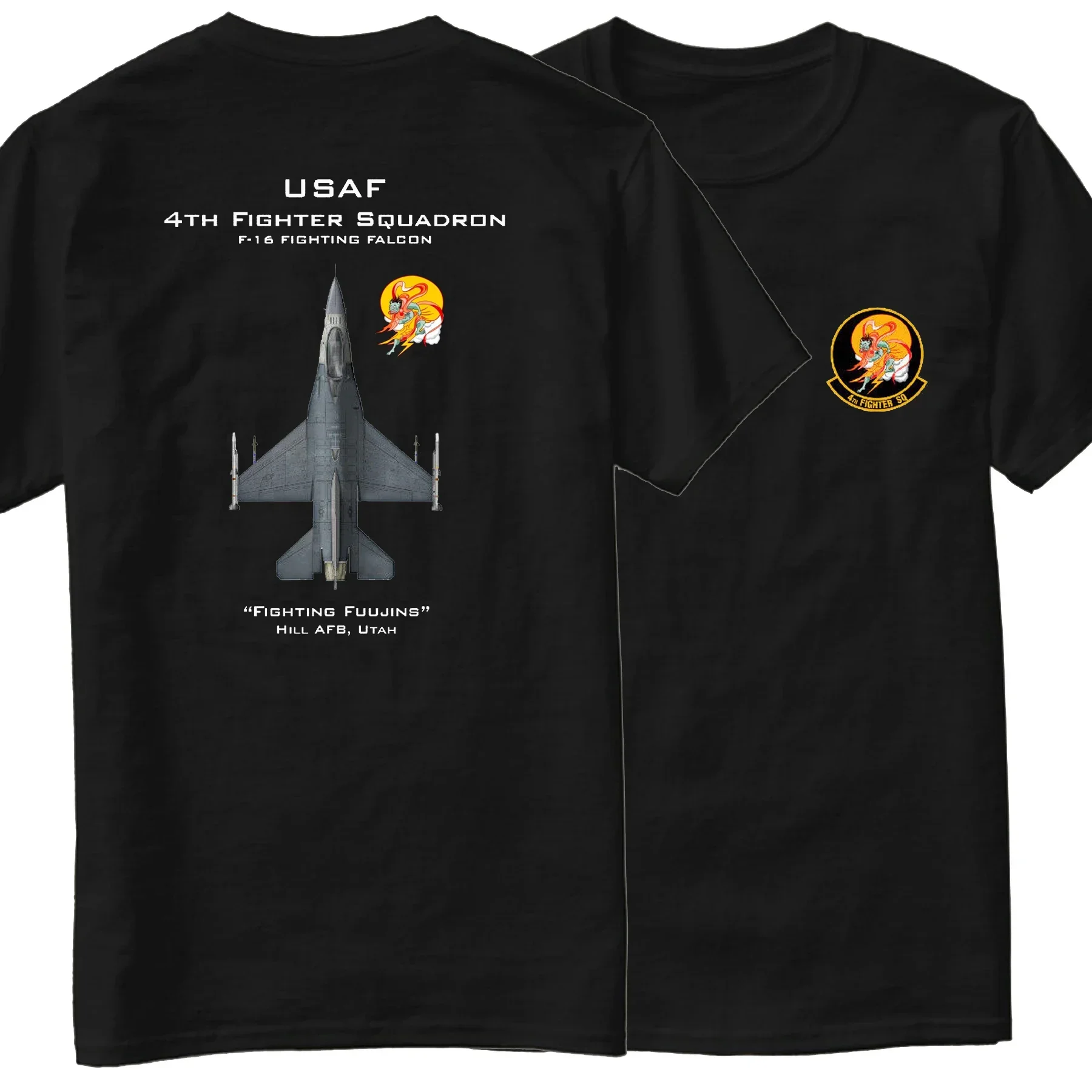 USAF 4th "Fighting Fuujins" Squadron F-16 Fighter T-Shirt Short Sleeve Casual 100% Cotton O-Neck Summer Mens T-shirt Size S-3XL