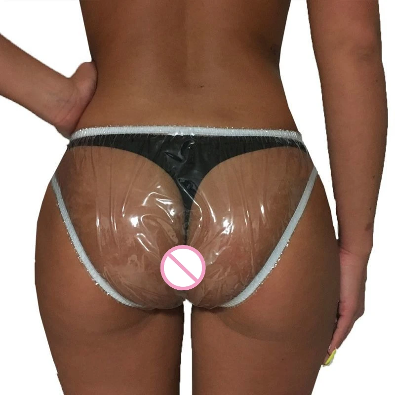 واضح شفاف PVC سراويل الترا لينة منخفضة الارتفاع مثير الملابس الداخلية النساء ملخصات بيكيني الساخن صفيق الملابس الداخلية البلاستيكية شير غير مرئية