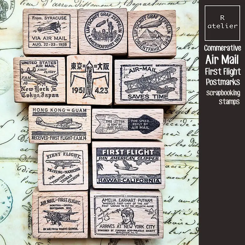 Stempel Scrapbooking Erster Flug Weltweit Luftpost Poststempel Postmarken Scrapbooking Journaling Tagebuch Dekoration Niedliche Holzstempel