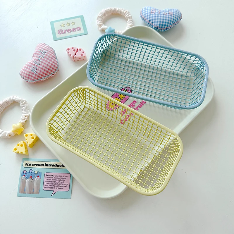 Desktop Storage Basket Metal Sundries Organizer Basket Photocard Case Office Stationery Home Supplies Make Up Sorting Holder