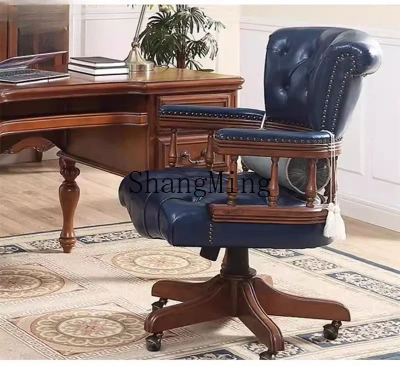 CL  good-looking Solid Wood Book Chair Leather Office Computer Chair Home casual Study Chair