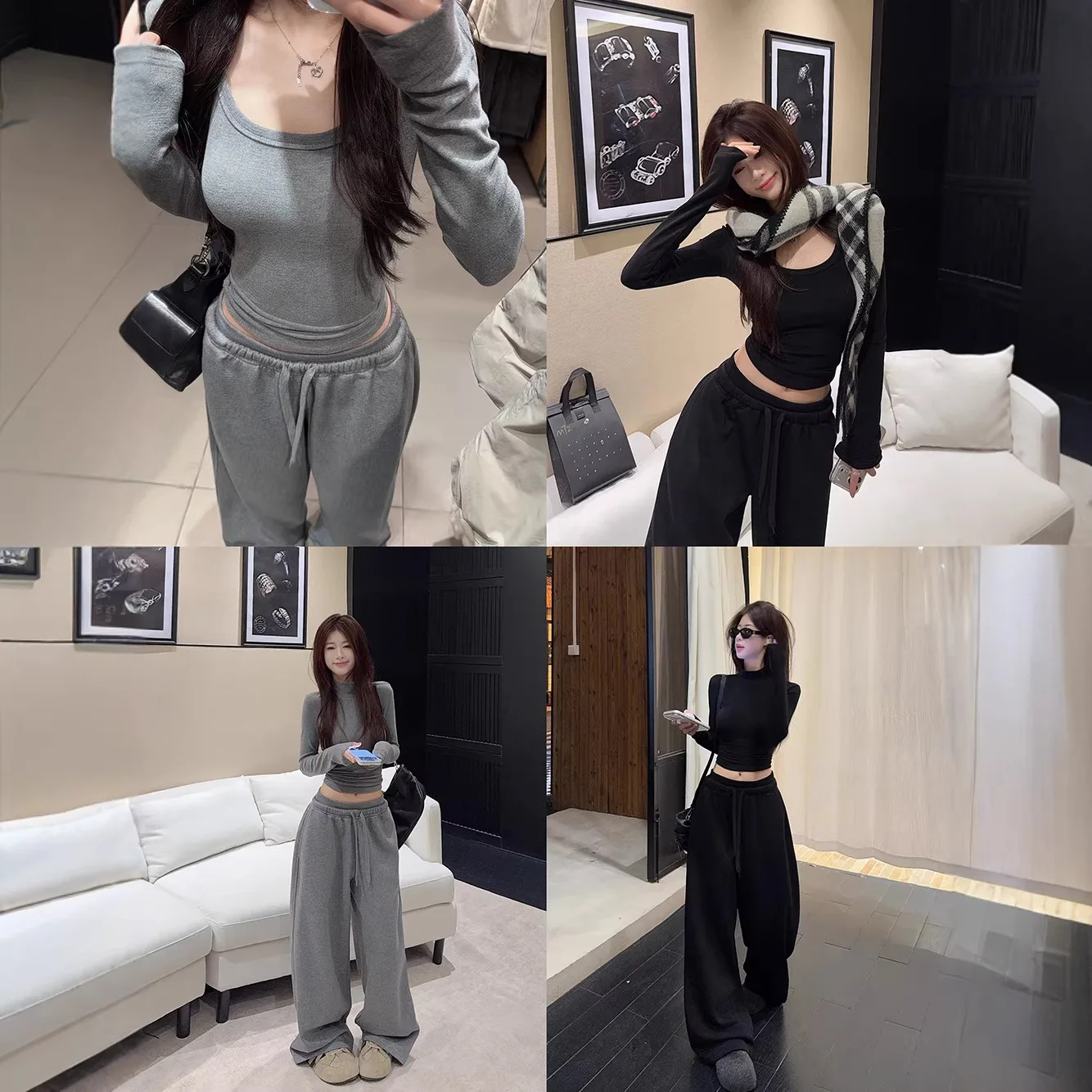 

Женский модный комплект Ele Slimming: повседневная одежда из хлопка с флисовой подкладкой, 3D-крой, весна 2026, удобный, дышащий, для уличной моды